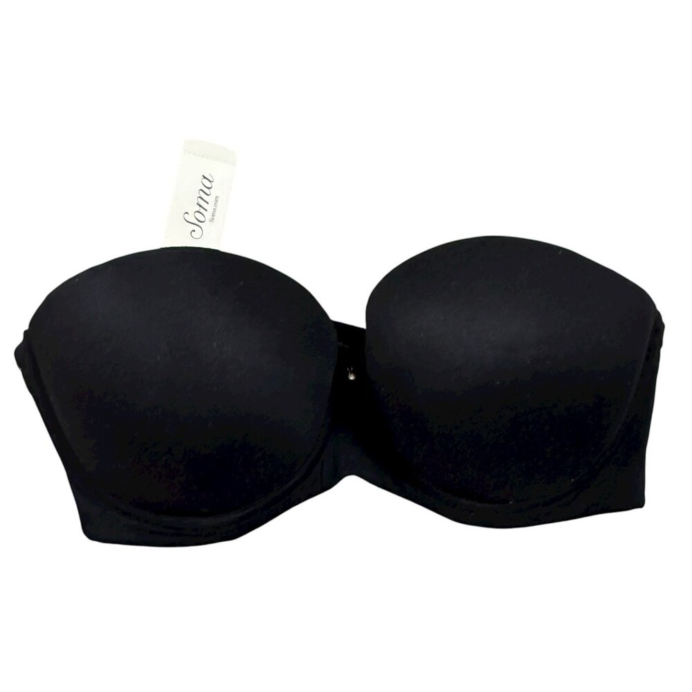 Soma Embraceable Strapless Multiway‎ Bra 34DD Black Rhinestone Underwire Padding